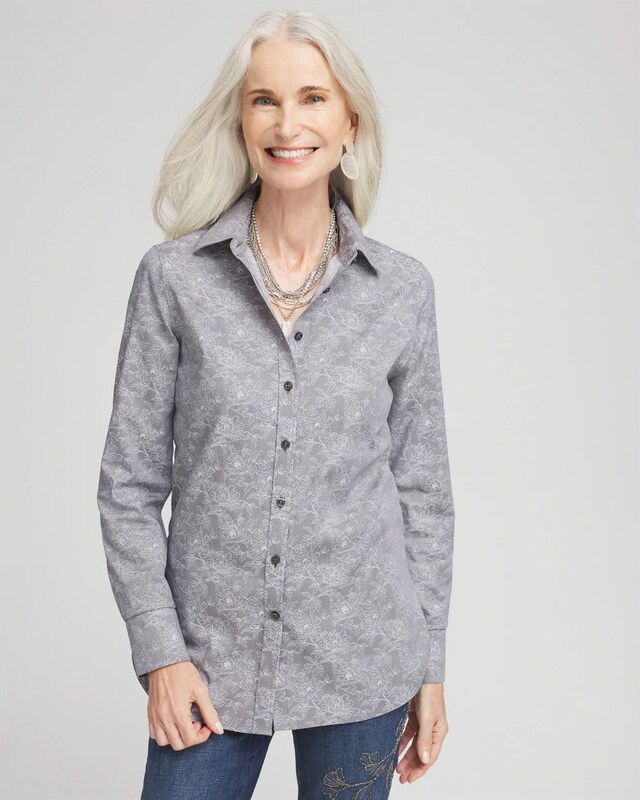 No Iron Floral Jacquard Shirt
